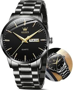 OLEVS Fashion Black Stainless Steel Watches for Men,Date Day Watches for Men,Man Watch,Black Dial Men's Steel Watch,Luminous Watche Mens Dress Waterproof