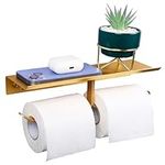 Belle Vous Toilet Roll Holder with Phone Shelf - Self-Adhesive Toilet Roll Holder with Shelf - Wall Mounted Toilet Tissue Holder for Bathroom