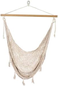 Sunnydaze Mayan Hanging Hammock Chair - Extra Large Woven Rope Outdoor Hammock - 330-Pound Capacity - Natural