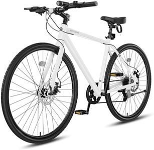 EOYOBIKE Hybrid Bike for Men, 700C Aluminum 29LB Ultra-Light 8-Speed Commuter Bicycle, 29" Urban City Bike with Dual Disc Brakes, 350lbs Max Load, Road Commute Bike for Adults, 85% Pre-Assembled