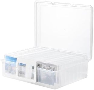 ALINK Photo Case 4" x 6" Photo Box Storage and Clear Craft Keeper with Handle - 16 Inner Photo Keeper Photo Organizer Cases Plastic Storage Containers Box(Clear)