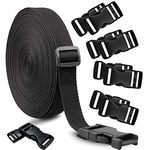 10 yards Nylon Webbing Strap Band with 10 Sets of Flat Side Release Buckles and Tri-Glide Slides for DIY Making Luggage Strap and Backpack Repairing (1.5 inch)