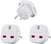 【3 Packs】Travel Adapter UK to European Plug Adapter, UK to Europe Converter Type C/E/F for Spain, France, Italy, Portugal, Poland, Greece, Netherlands, Turkey and more.