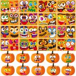 DECYOOL 96 Pieces Halloween Pumpkin Decorating Stickers Mini Pumpkin Face Stickers Make Your Own Small Pumpkin Jack-O-Lantern Stickers for Halloween Games Trick or Treat Party Supplies 48 Sheet