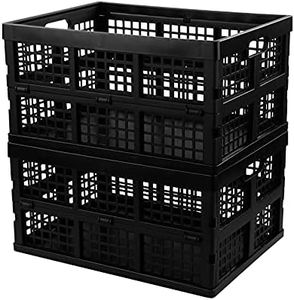 Neadas 34 L Black Plastic Folding Storage Crates, Collapsible Crates, 2 Packs