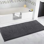 ITSOFT Chenille Bath Mat, Non Slip Bathroom Mat for Bathroom, Absorbent & Machine Washable Toilet Mat, Soft Plush Bathroom Rug, Bathroom Accessory (120x53cm, Charcoal Grey)