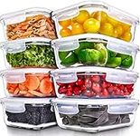 PrepNaturals 8 Pack 36 Oz Glass Meal Prep Containers - Dishwasher Microwave Freezer Oven Safe - Glass Storage Containers with Lids (Multi-Compartment)