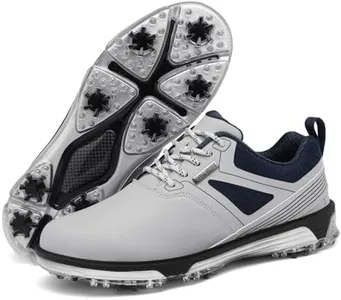 ULTIANT Men's Golf Shoes Fixed Nailless Sole Waterproof Lightweight No-Slip Walking Shoes Size7.5-13(Grey,45)