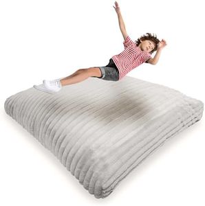 Matini Home Crash Pad - Sensory Pad with Cover Foam Blocks for Kids and Adults, Ideal Gymnastics Equipment to Jump, Play or Relax - Light Gray 60" X 60"