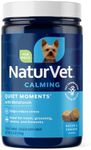 NaturVet Quiet Moments Calming Aid Dog Supplement – Helps Promote Relaxation, Reduce Stress, Storm Anxiety, Fireworks, Motion Sickness for Dogs – Tasty Pet Soft Chews with Melatonin – 70 Ct.