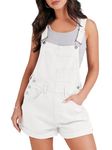 ANRABESS Overalls for Women 2024 Summer Casual Loose Fit Adjustable Shorts Denim Overall Rompers Bib Jeans Shortalls Outfits, White, Small