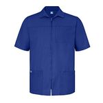 Adar Universal Scrubs for Men - Zippered Short Sleeved Scrub Jacket - 607 - Royal Blue - L