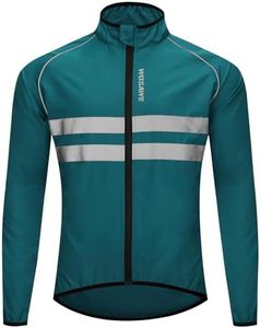 WOSAWE Men's High Visibility Cycling Wind Jacket Water Resistance Reflective Windbreaker, Blue M