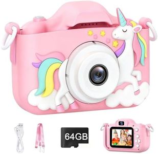 Kids Camera with 64GB SD Card 48MP Dual Lens 1080P Toddler Camera for Kids for 3-8 Year Old Girls,Pink