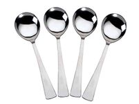 Parage 4 Pieces Stainless Steel Serving Spoon Set for Dining Table/Kitchen, Big Cooking Spoons Set, 21 cm Length Chamcha, Dining Tableware Set of 4, Silver