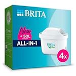 BRITA MAXTRA PRO All In One Water Filter Cartridge 4 Pack - Original BRITA refill reducing impurities, chlorine, pesticides and limescale for tap water with better taste, White