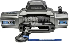 Superwinch 1710201 SX10SR 12V DC Winch 10,000lb (4,536kg) Single Line Pull with Hawse Fairlead 3/8" x 80' Synthetic Rope Corded Handheld and Wireless Remote