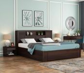 Kunjal Furniture Solid sheesham Wood Wooden King Size Bed for Bedroom|Double cot Bed with Box & headboard Storage The Perfect Bed for The Modern Home (Walnut Finish)