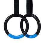 Z ZELUS Gymnastic Rings with Adjustable Straps, Steel Buckles, Perfect for Workout, Strength Training, Pull-Ups & Dips (Black)