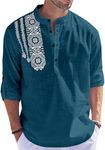 FOLGEN Men's Solid Cotton Blend Full Sleeve Straight Kurta Regular Fit Short Kurta Shirt for Men Rama