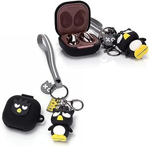 Suublg Silicone Cartoon Headphones Case with Doll Keychain Fit Designed for Galaxy Buds 2 Earphone (2021) /Samsung Galaxy Buds Live Earphone (2020) /Galaxy Buds Pro Earphone (2021)