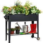 LEETOLLA Elevate Herb Garden Planter Box Outdoor Raised Beds with Legs Wheels for Vegetables Flower Tomato Patio Backyard, Black, Planter