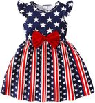 RETSUGO Fourth of July Dress for Toddler Girl Patriotic Independent Day Sleeveless Clothes Little Girl American Flag Star Stripes Dress Outfit 18M-7T Star Stripes 4-5T