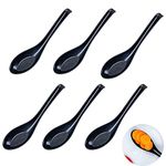 6 Packs Soup Spoons Rice Spoons Chinese Won Ton Soup Spoon Asian Ramen Soup Spoon Original Plain Style Spoon Soup Suitable for Restaurants Family Hotels