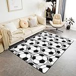 Loussiesd Kids Football Area Rug Soccer Ball Pattern Rugs for Living Room Bedroom Boys Girls Teens Sports Theme Decor Carpet Football Games Floor Mat 100 * 150cm