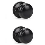 KNOBWELL 2 Pack Black Closet Door Knobs Dummy Door Knob, Individual Dummy Door Knob Single Side, Matte Black Interior Door Knobs, Easy Installation