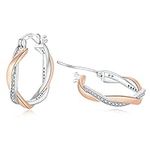 Sterling Silver Hoop Earrings,Rosegold Hoop Earrings for Women-Hypoallergenic Silver Earrings,Cubic Zirconia Huggies Earings for Girls,20mm Hoops Earrings for Girls lady