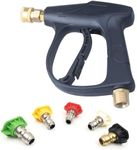 High Pressure Washer Gun,4000 PSI Max with 5 Color Quick Connect Nozzles M22 Hose Connector 3.0 TIP