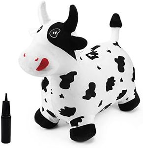 EVERICH TOY Bouncy Animals for Toddlers,Bouncy Horse,Hopping Toy,Bouncy Cow with Plush Covered,Bouncy Animals for Toddlers,Gift for 18 Months 2 3 4 Year Old