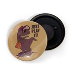 dhcrafts Fridge Magnet Brown Color Cool Just Play It T-Rex Playing Basketball Brown Glossy Finish Design Pack of 1 (58 mm)