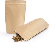 SumDirect Kraft Stand Up Pouches - 100 Pack Self-Sealing Zipper Food Storage Reusable Bags with Foil Lined for Home or Business (6X9.4 Inch,100PCS)