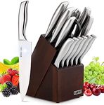 HOBO Knife Set, 14 Piece Kitchen Knifes Set with Block Wooden, Germany high-Carbon Stainless Steel Chef Knife, Bread Knife, Utility Knife, Steak Knife, Scissors