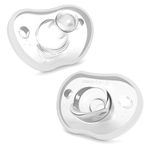 Nanobebe Baby Soothers 0-3 Month - Orthodontic, Curves Comfortably with Face Contour, Award Winning for Breastfeeding Babies, 100% Silicone - BPA Free. Perfect Baby Gift 2pk, White