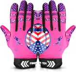 FINGER TEN Football Receiver Gloves Youth Receiving Gloves Pro 3.0 Durable Breathable Flexible for Kids Boys Girls in White Red Black Blue Small Medium X-Large (Pink, X-Large)