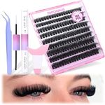 80D Fluffy Individual Eyelashes Kit DD Curl Eyelash Extension Kit Russian Cluster Lashes Individual Lash Extension Kit with Lash Bond and Seal and Eyelashes Tools&Tweezers by TOOCHUNAG(10-18mm,180pcs)