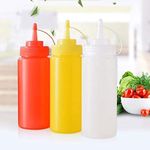 Divik Sauce Mayonnaise Chocolate Syrup Dispenser Bottle Squeeze Bottle Food Grade Leak-Proof Plastic Creative Condiment Bottle Restaurants Kitchen Use Dispenser Tool For Sauce Vinegar Ketchup With Lid