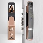 Golens X57 Smart Lock Digital Door Lock With 3D Face Recognition,Lcd Display,Camera App Unlock,Fingerprint,Rfid Card,Pin,Manual Key,Camera Technology Keyless Entry Digital Lock,Grey