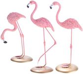 Notakia Resin Pink Flamingoes Statue Figurine Collectible Decoration Gift Yard Ornaments Bright Pink Resin Composites Flamingo Make Great Home Garden Decor (Set of 3)