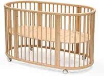 Stokke Sleepi Bed, Natural - Oval Crib Suitable for Ages 0-5 Years Old - Adjustable, Stylish & Flexible - Sturdy Beech Wood Frame