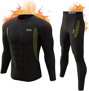 romision Thermal Underwear for Men, Fleece Lined Long Johns Hunting Gear Base Layer Bottom Top Set for Cold Weather A-Black