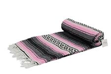 Pink Mexican Blanket - Authentic Serape Falsa Blanket - Handmade