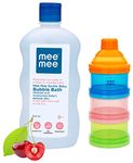 Mee Mee Gentle Baby Bubble Bath Liquid (With Cherry Extracts- 500 ml) & Mee Mee Multi Storage Milk Powder Food Container MM-1000D, Multicolor