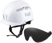 Klein Tools 80061 Safety Helmet Kit with Class C Vented Safety Helmet with Chin Strap and Gray Visor, 2-Piece