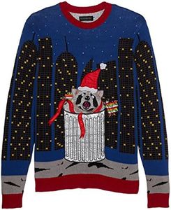 Blizzard Bay Men's Ugly Christmas Sweater Light UP, Red/Grey, Large