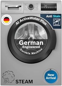 Bosch 8 kg, 5 Star, AI Active Water+, Anti-Tangle, Steam Anti Bacterial, Anti-Wrinkle Fully-Automatic Front Loading Washing Machine (WAJ2826BIN, In-Built Heater, Shiny Silver)