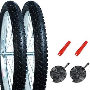 2Pack 20"x 2.125"(57-406) Mountain Bike Tires Replacement Kits Plus 2 Bike Tubes (with Puncture Sealant) and 2 Tire Levers, Bike Tire with Tread Puncture Protection for On or Off-Road Use